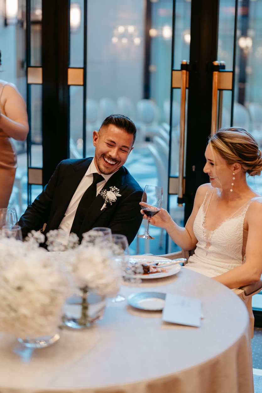 Bridemaid make a fun speech at dinner party
