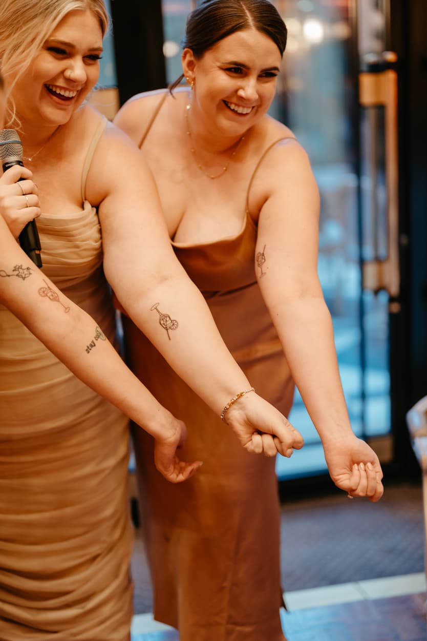 Bridemaid make a fun speech at dinner party