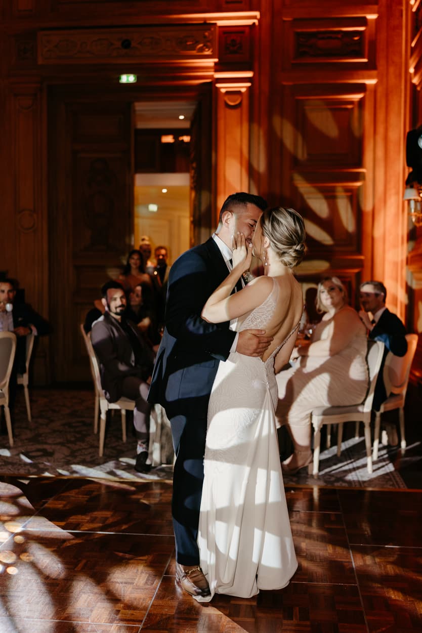 Groom and bride romantic first dance