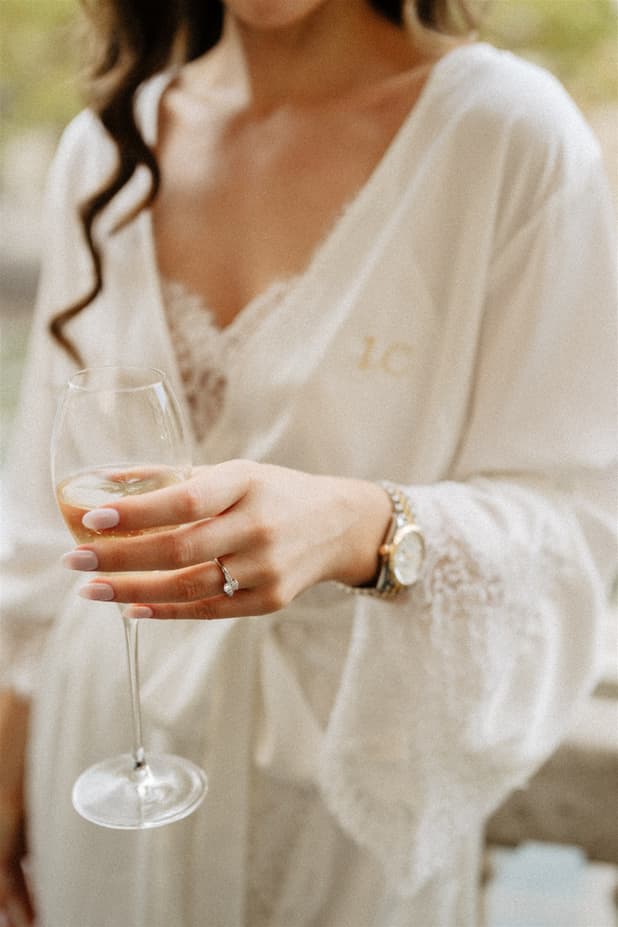 Bride getting ready in Peninsula paris wedding rooftop photographer
