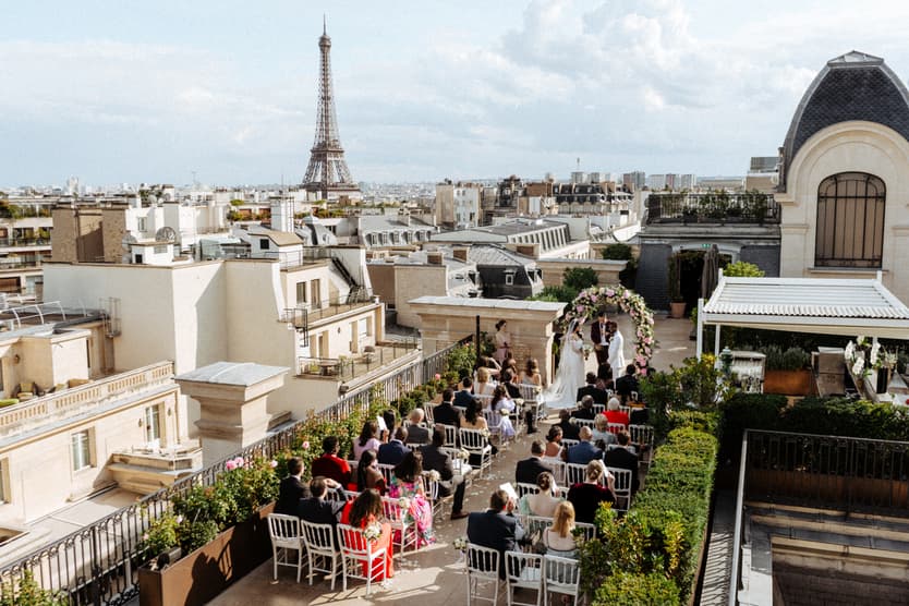 Peninsula paris wedding rooftop photographer