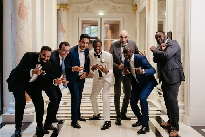 Groom squad fun moment 