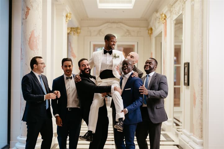 Groom squad fun moment 