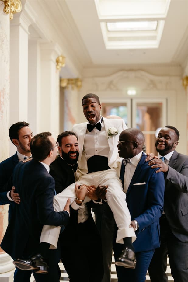 Groom squad fun moment 