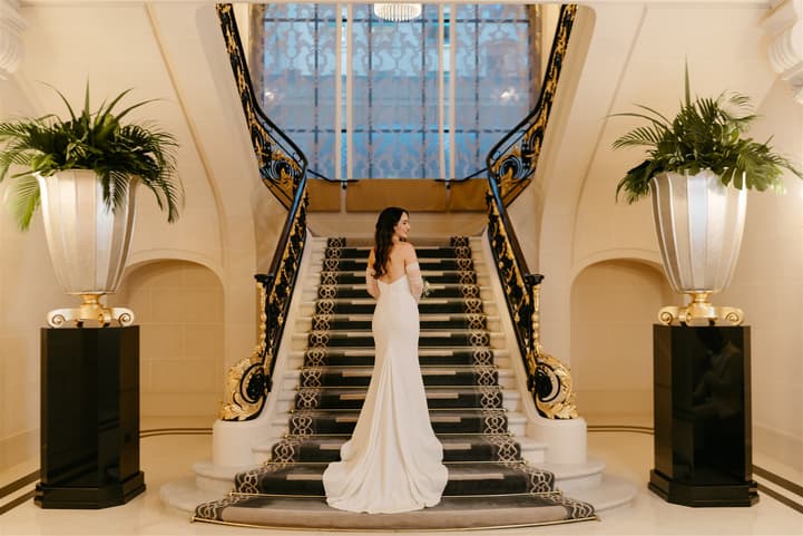 Black Groom and White Bride do after-wedding couple photosession at Peninsula Paris 
