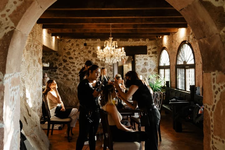 Bride getting ready in a hacienda at San Miguel de Allende Mexico