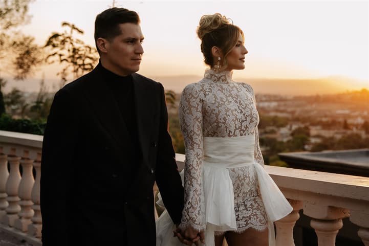 Groom and Bride sunset photosession at destination wedding San Miguel de Allende Mexico