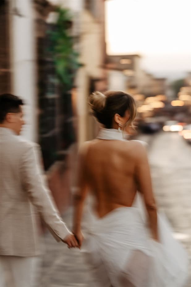 Modern chic editorial fashion forward bride photographer with white cut out dress in San Miguel de Allende Mexico