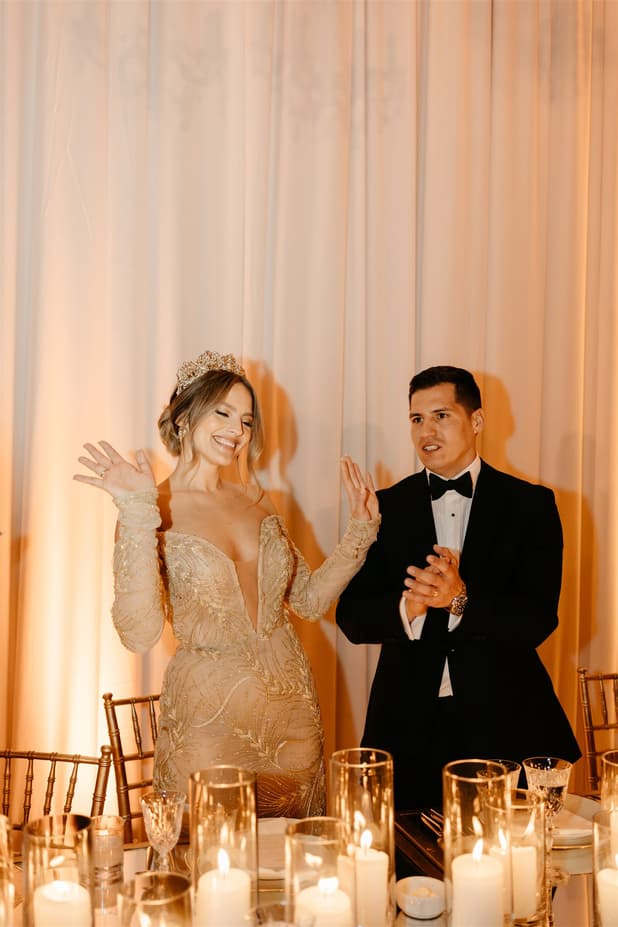 Groom and Bride dancing entrance Dinner reception
