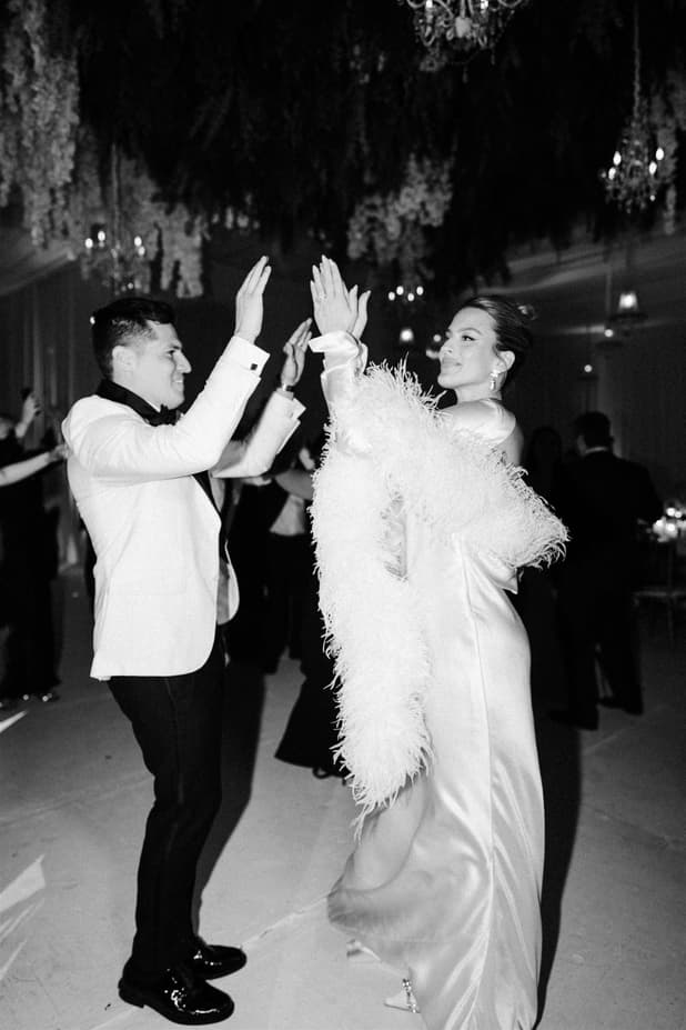 Groom and Bride B&W vintage cinematic dance party session photographer/videographer at Mexico