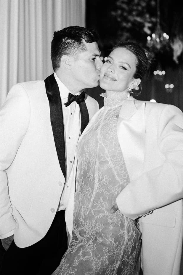 Groom and Modern Chic Bride couple after-wedding session/ cinematic B&W editorial wedding photographer