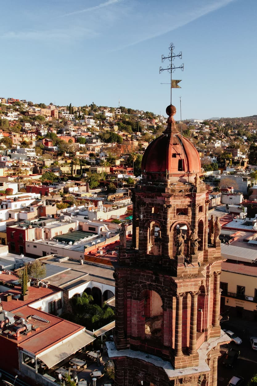 Templo de San Francisco de Asís - San Francisco de Asis Church in San Miguel de Allende, Mexico - Drone
