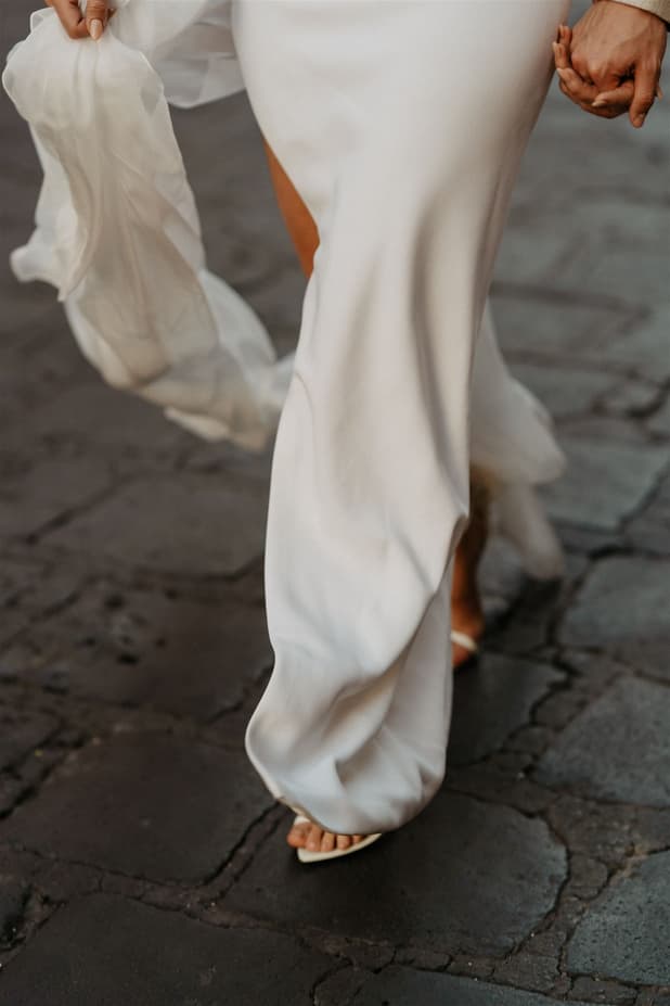 Elegant modern chic couple photographer with white beige outfit in San Miguel de Allende Mexico