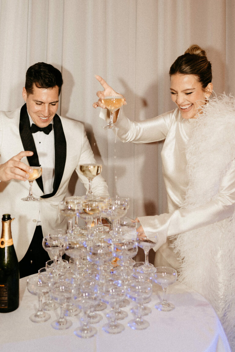 champagne tower editorial fashion forward wedding photographer paris