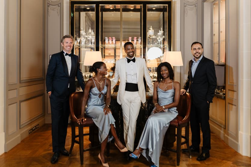 Black Groom getting ready  in Peninsula paris wedding rooftop photographer
