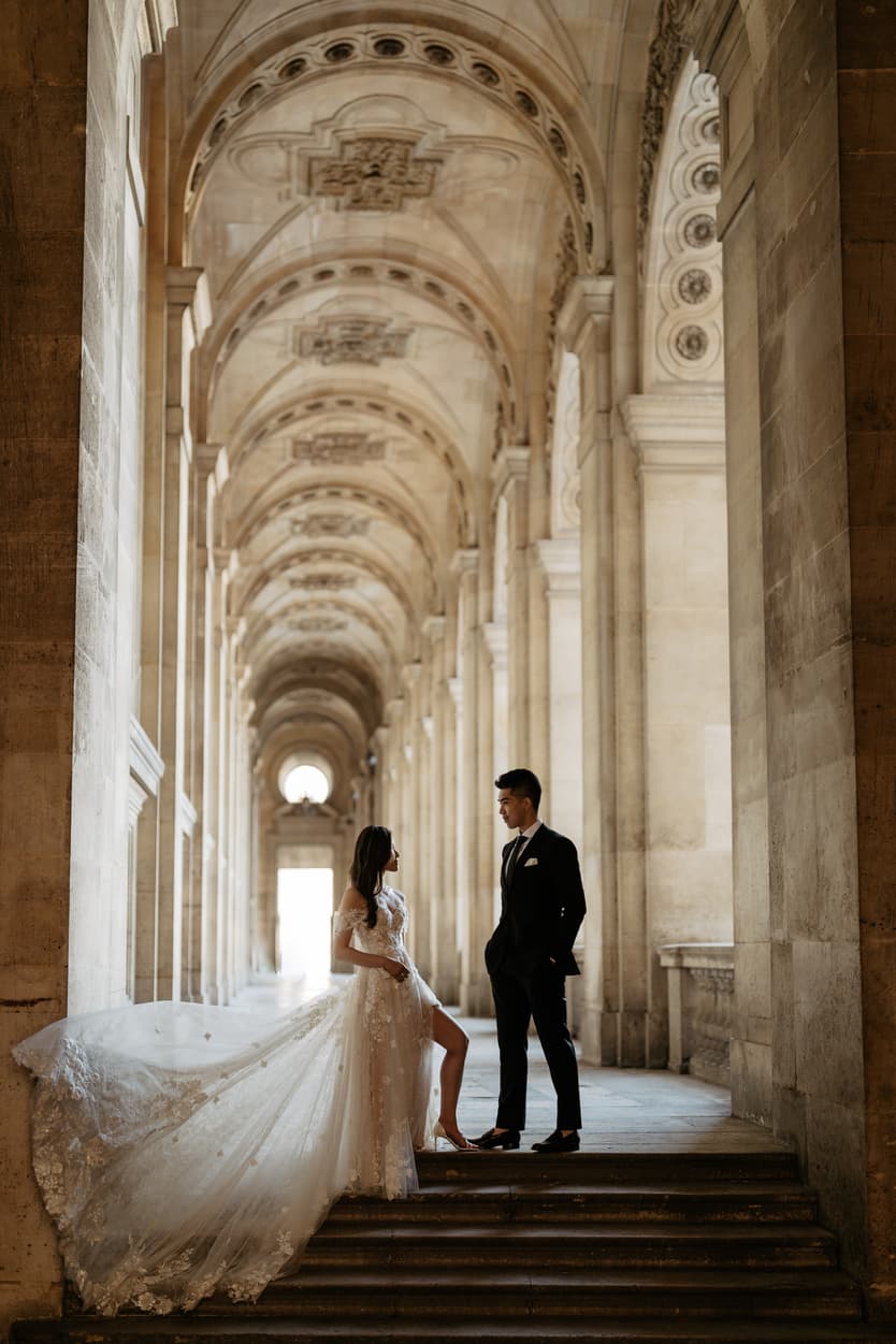Bride in Martina Liana wedding dress Paris