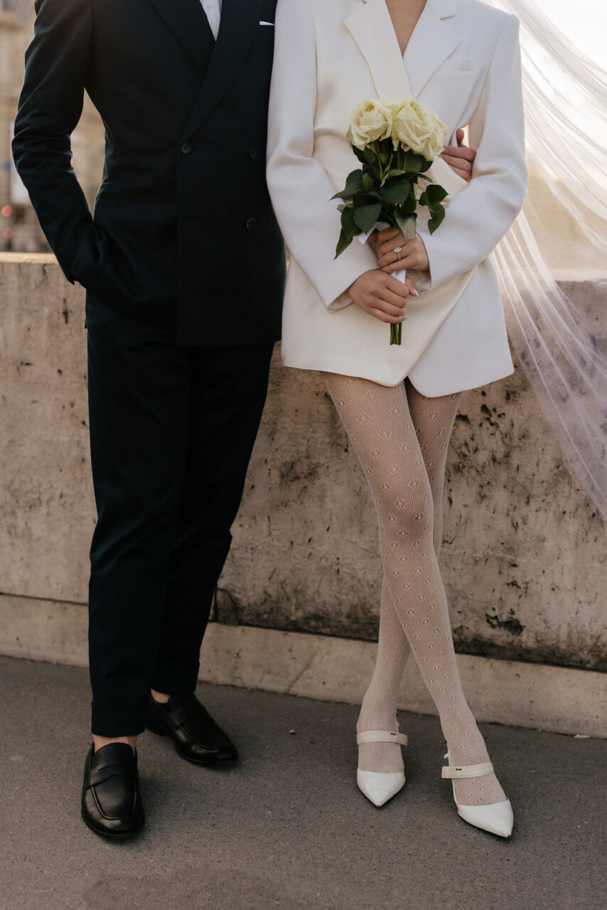 Romantic and editorial look couple Paris