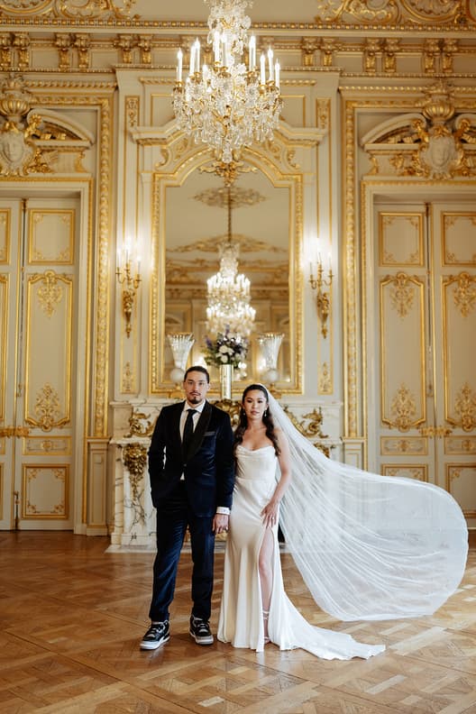 Eiffel tower terrace elopement at Shangri-La Paris