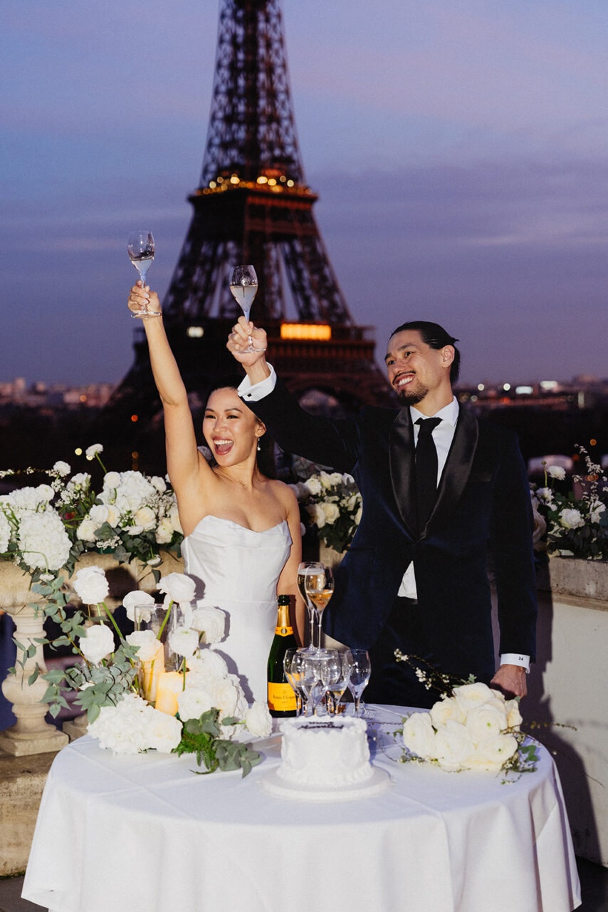 Eiffel tower sparkling terrace elopement