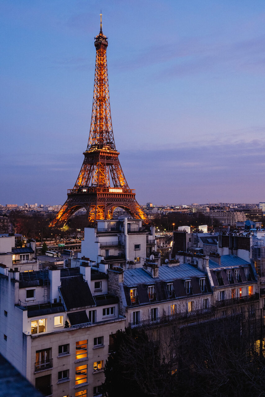 Eiffel tower terrace elopement at night