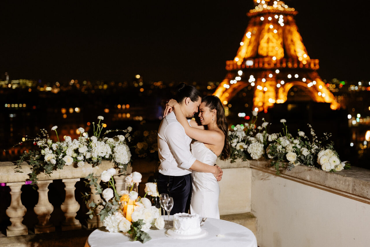 Eiffel tower sparkling terrace elopement