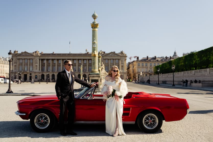 paris vintage car elopement wedding