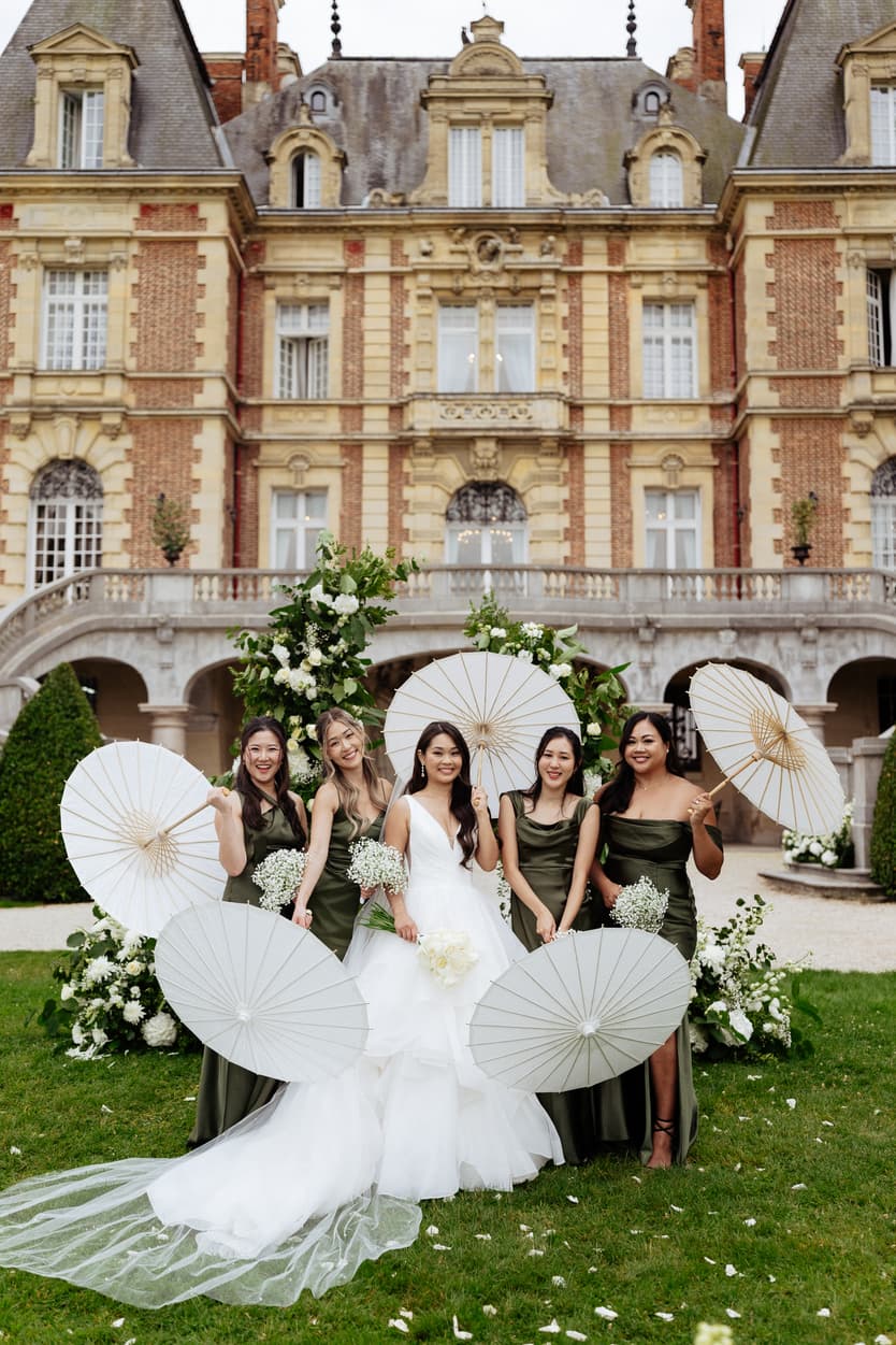 Bridesmaids at french destination wedding