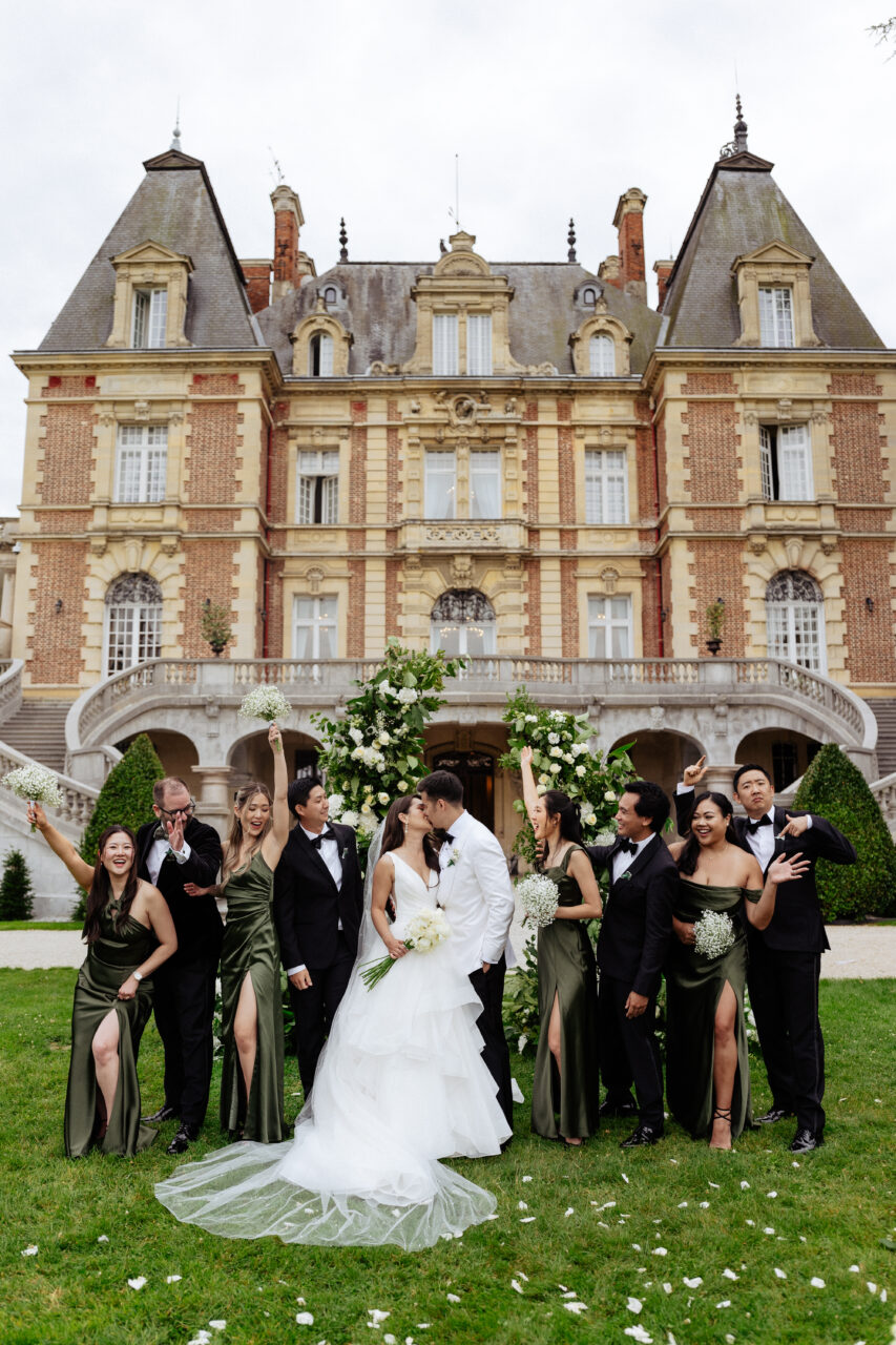 Bridesmaid and Groomsmen at wedding Ceremony in Château Bouffémont