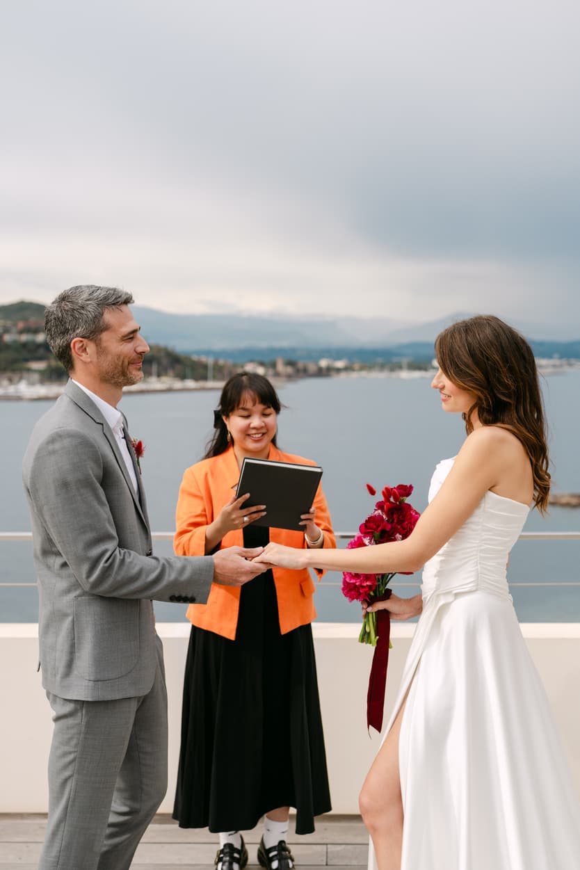 Elopement at Chateau Theoule in the South of France with an officiant