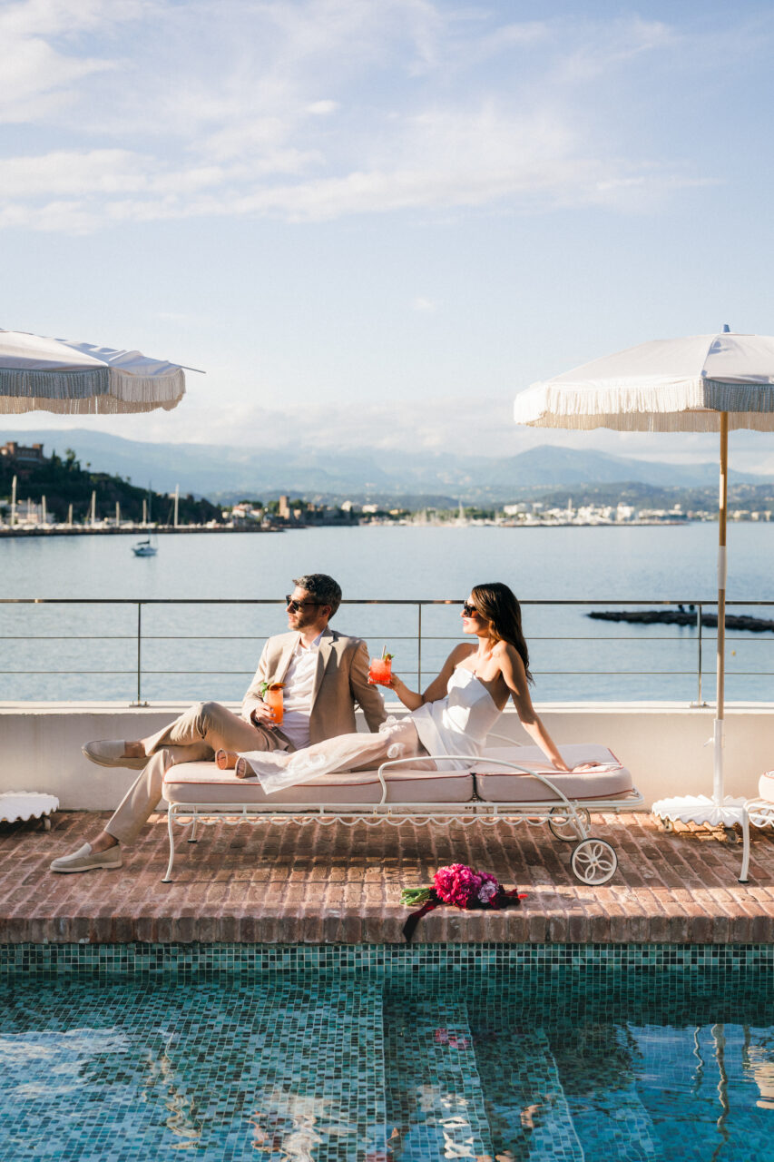 Elopement at Chateau Theoule in the South of France Poolside