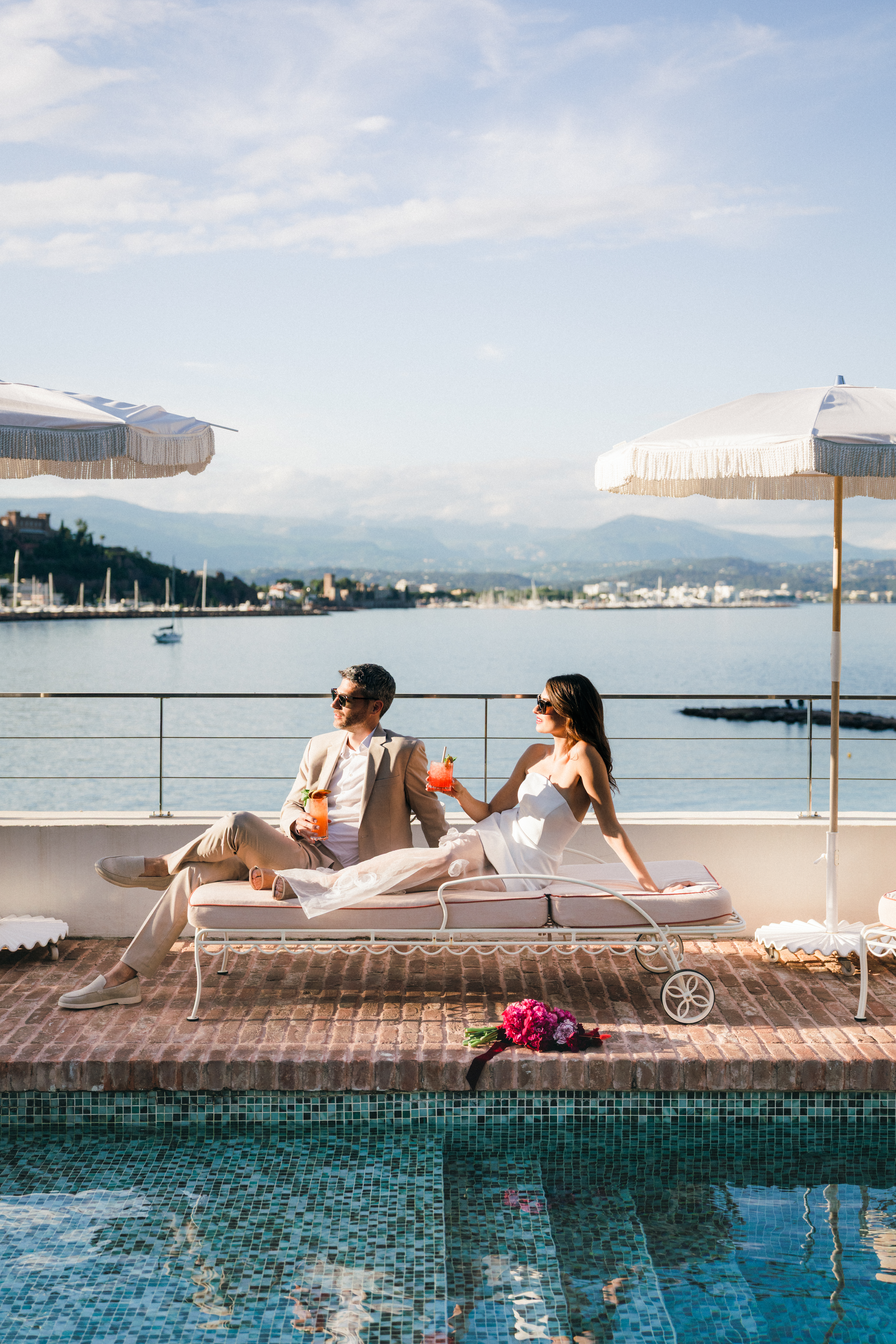 Elopement at Chateau Theoule in the South of France Poolside