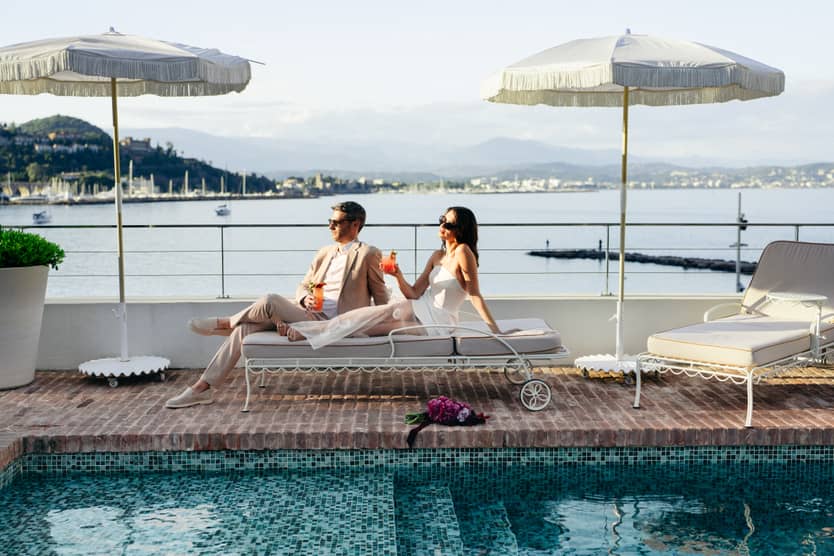 Elopement at Chateau Theoule in the South of France Poolside