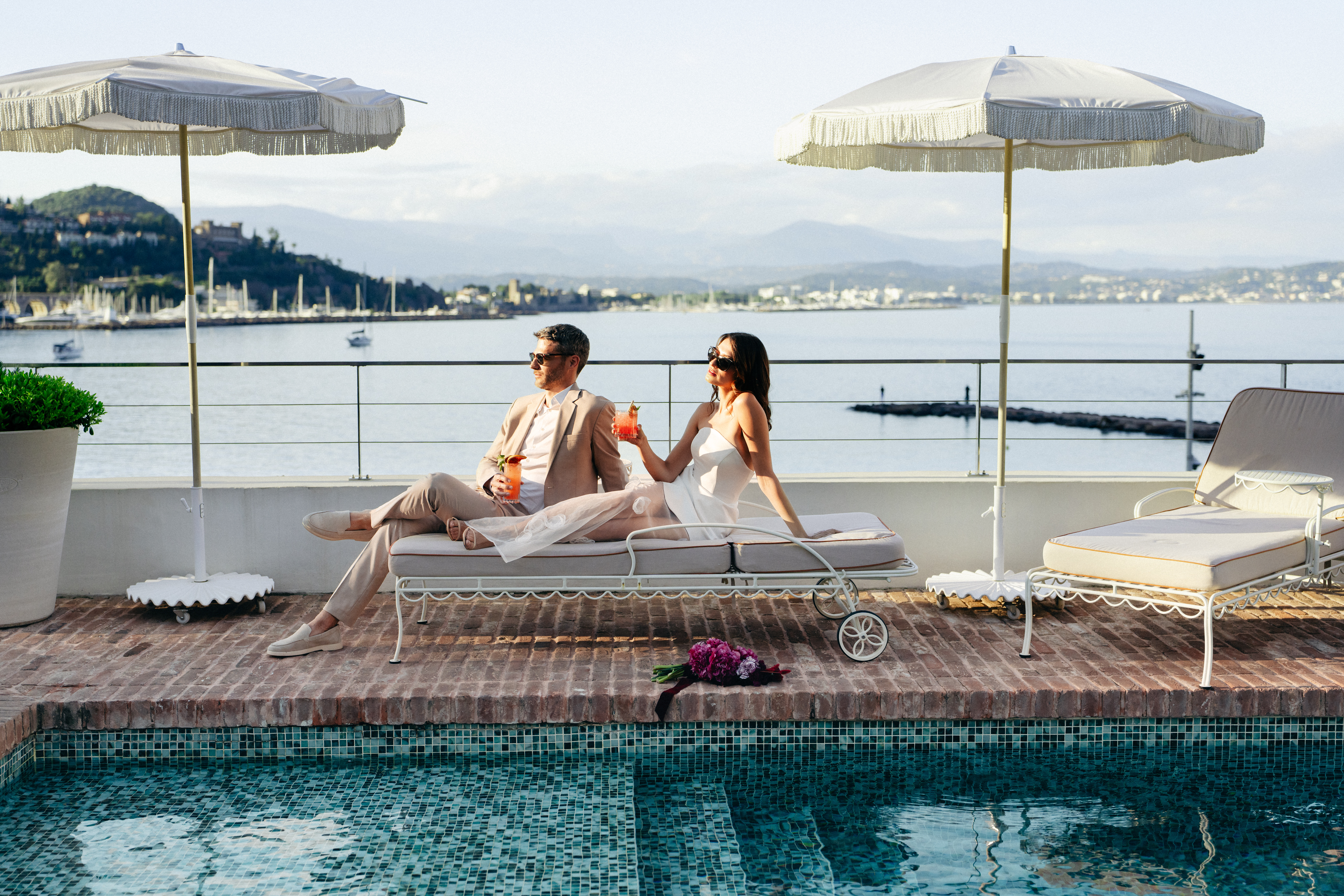 Elopement at Chateau Theoule in the South of France Poolside