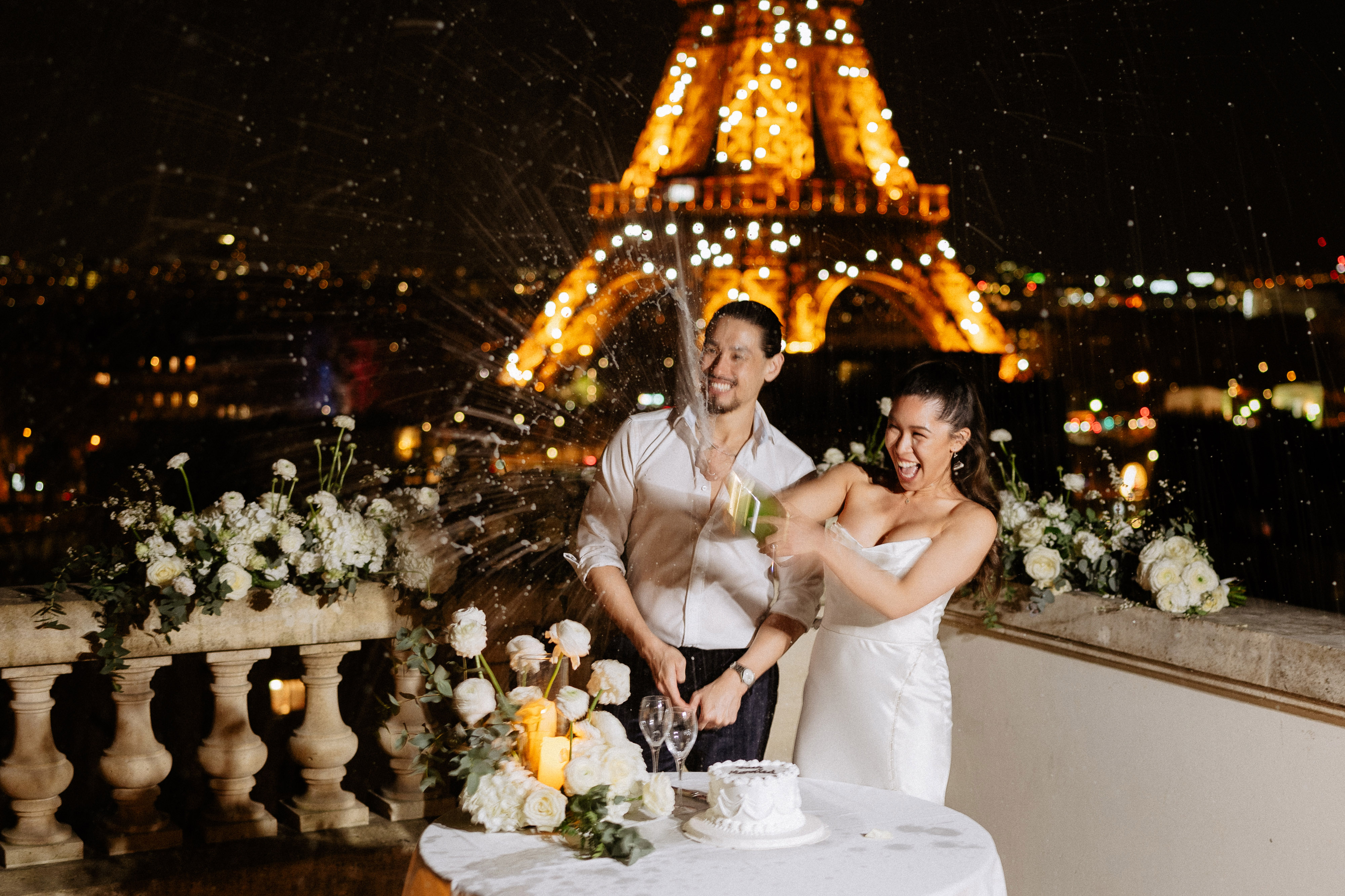 Shangrila Eiffel tower terrace elopement celebration