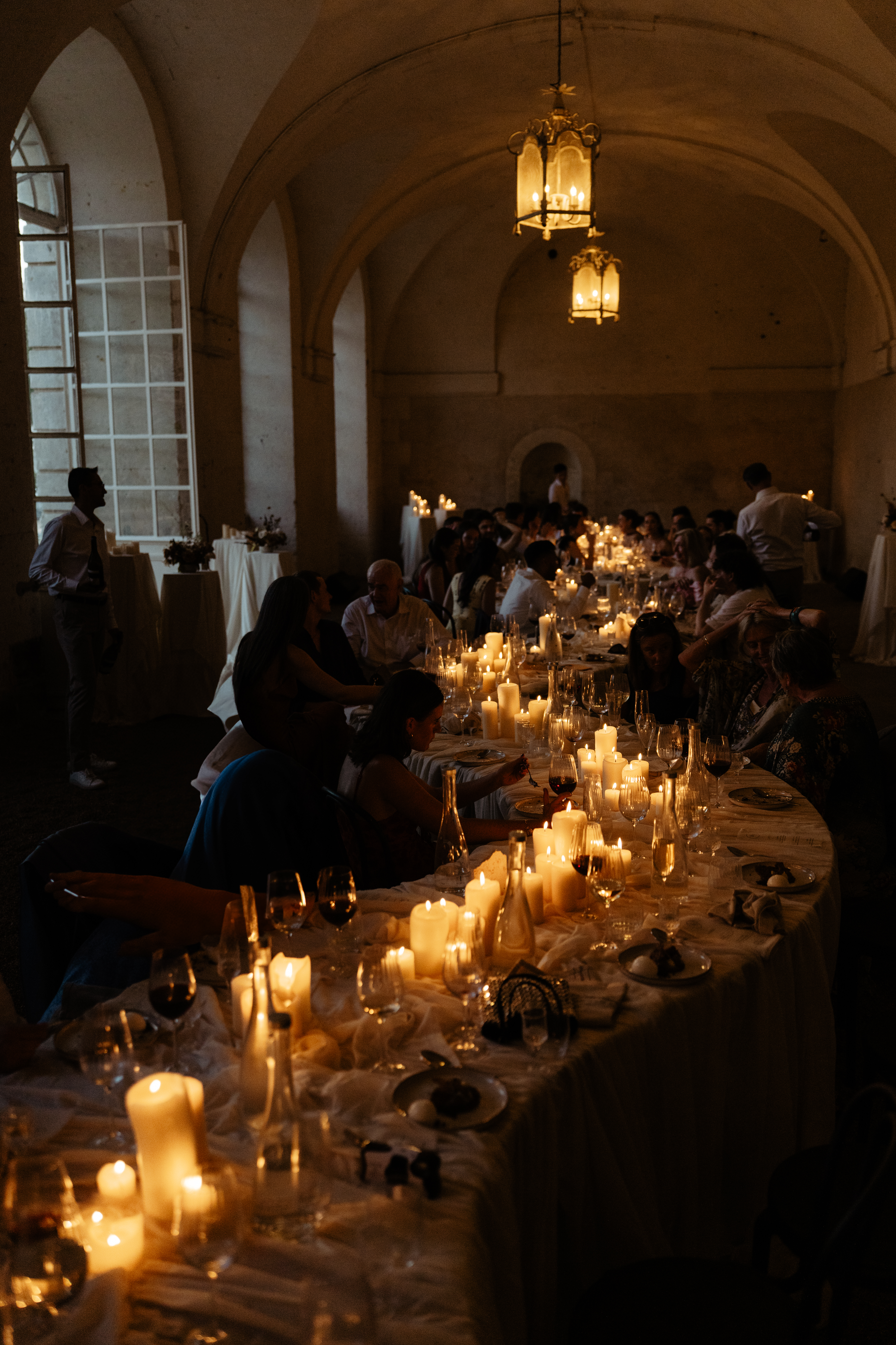 Wedding at Chateau de Grand Luce moody dinner reception