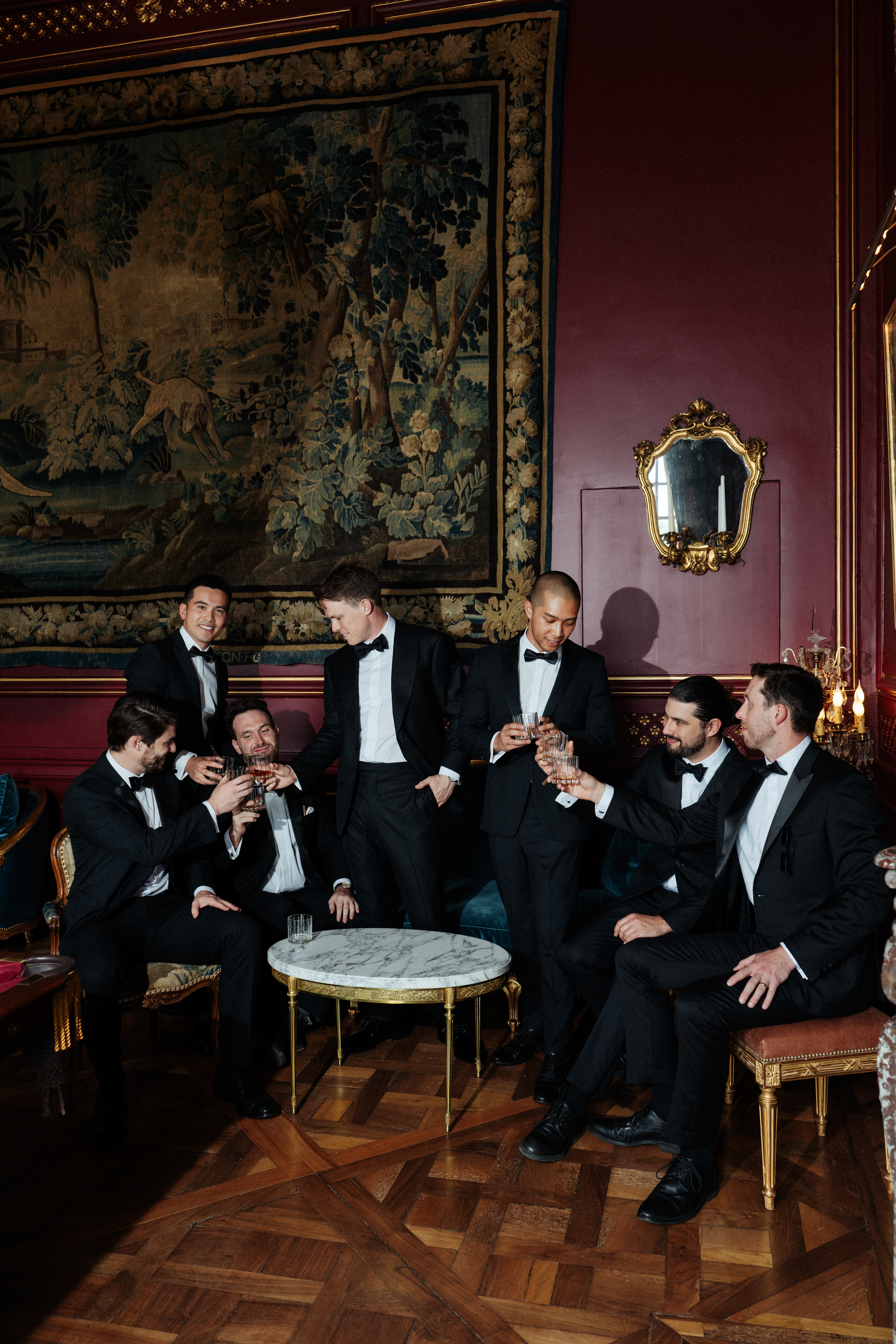 wedding party at chateau du grand luce france