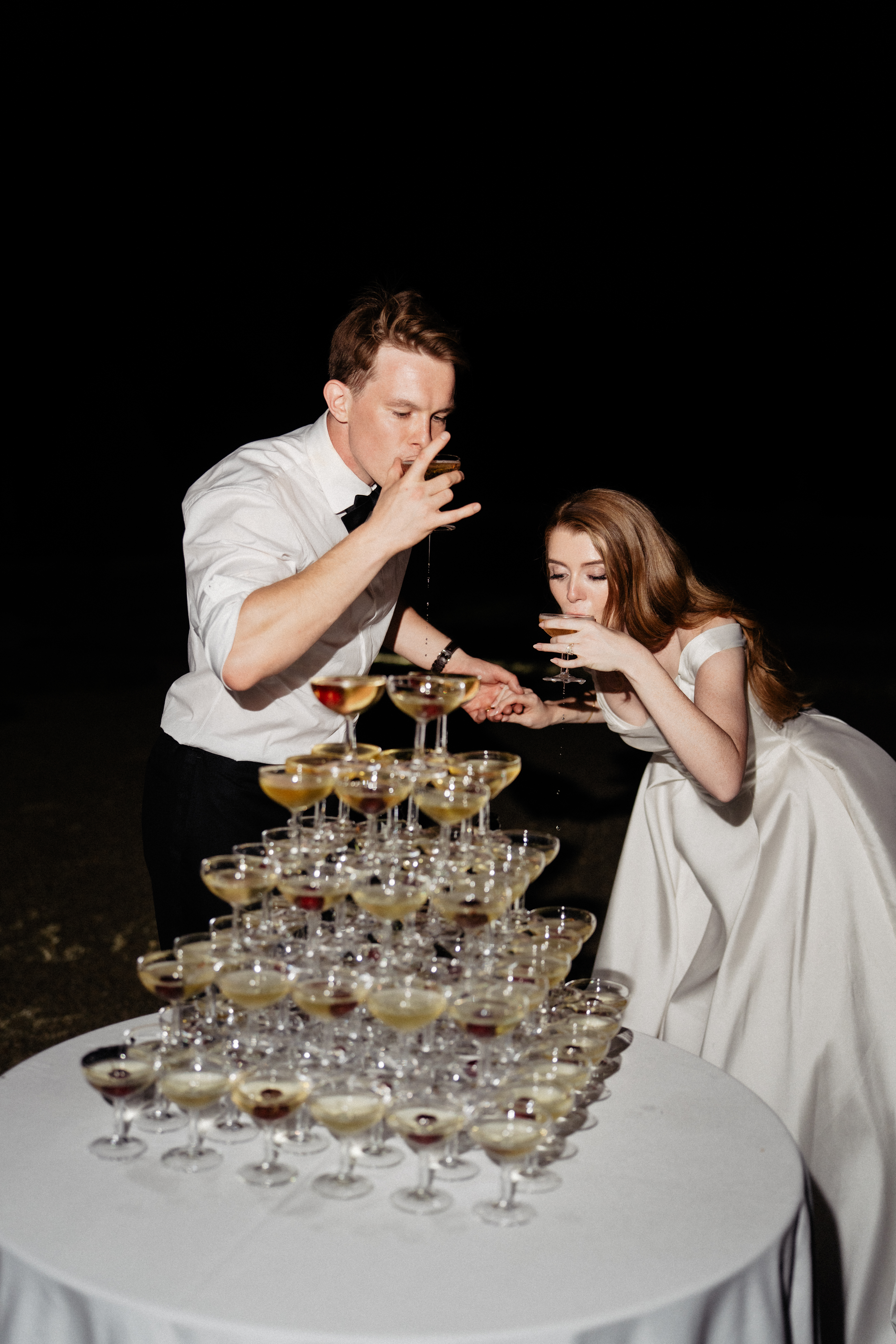 Wedding at Chateau de Grand Luce with champagne tower