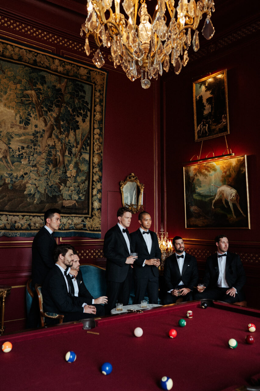 Groom and groomsmen destination wedding Château du Grand Lucé