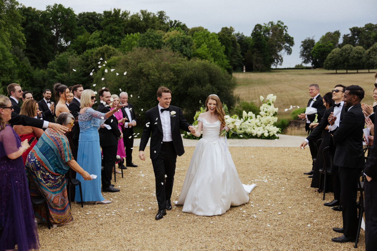 Wedding exit Château du Grand Lucé