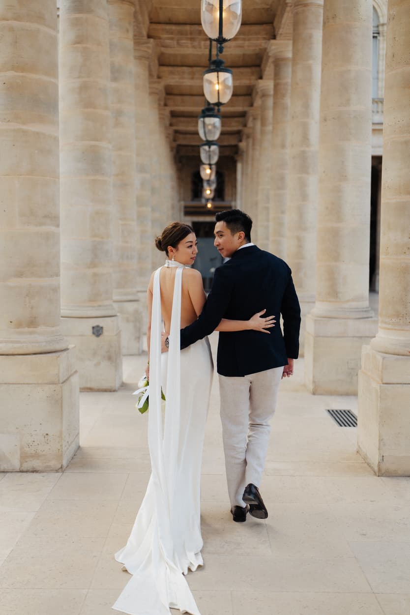 Paris sunset pre-wedding Palais Royal