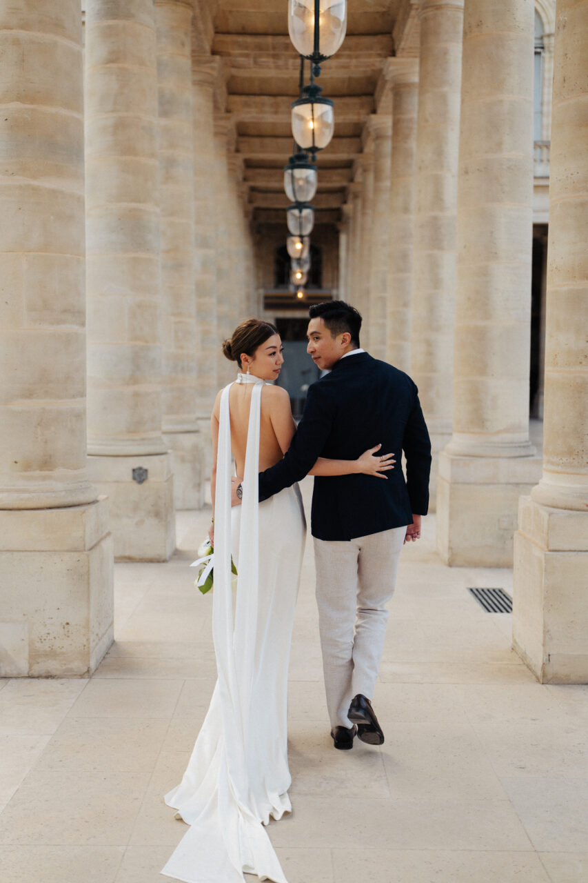 Paris sunset pre-wedding Palais Royal