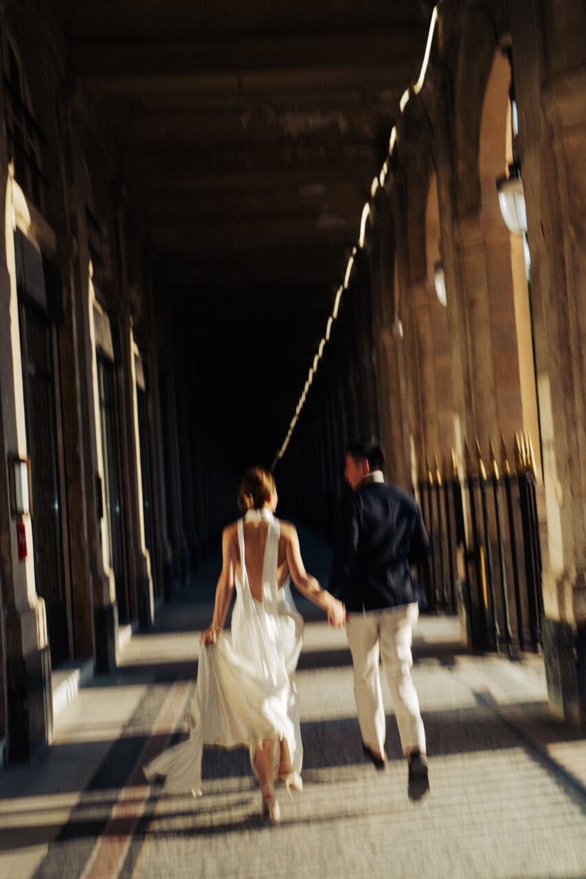 Paris sunset pre-wedding Palais Royal