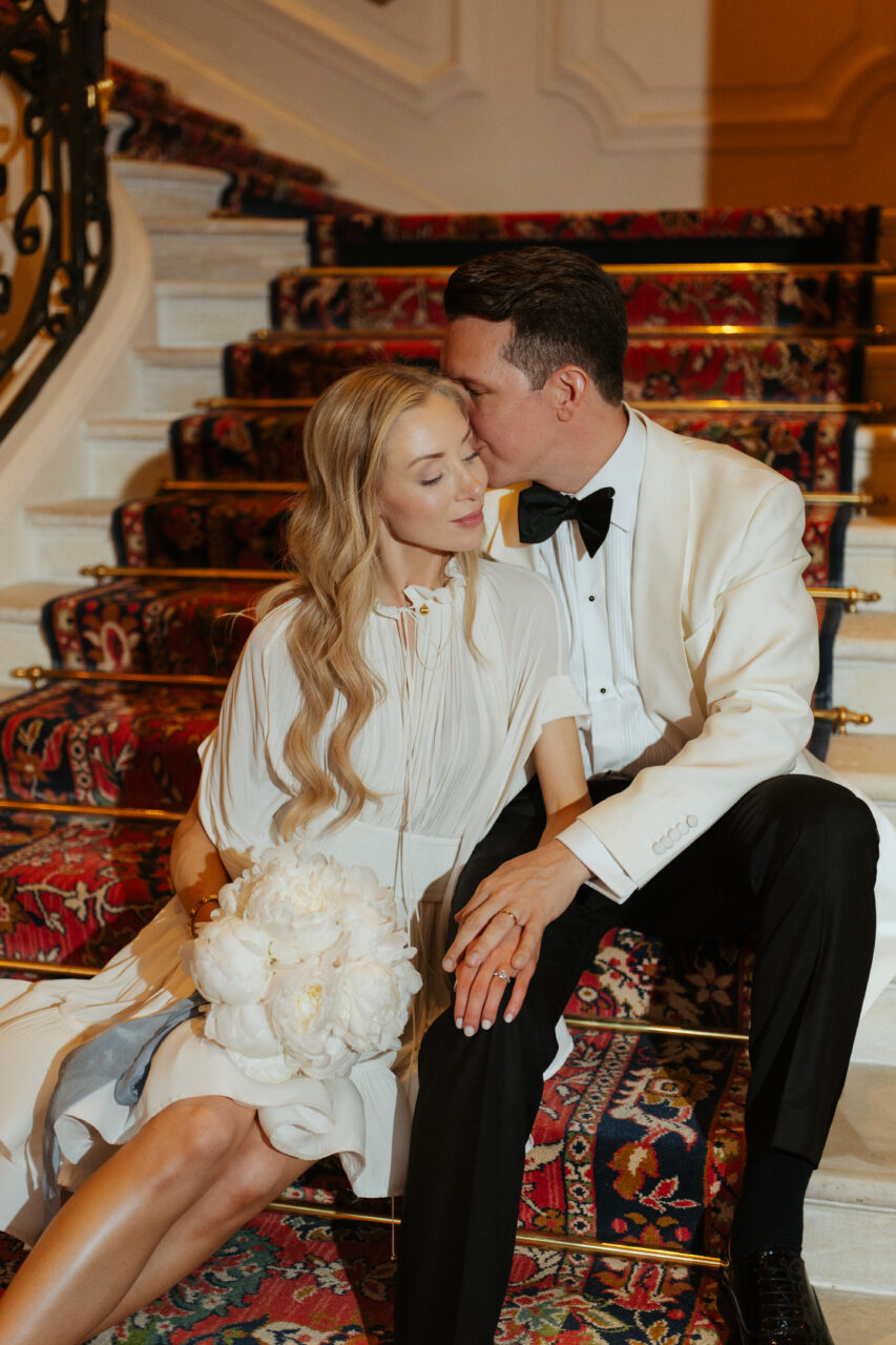 wedding couple portraits the ritz staircase
