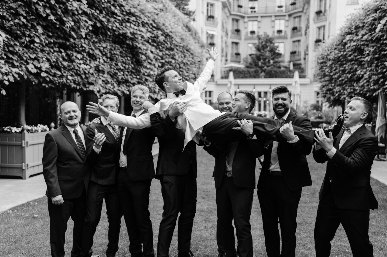 Groom and groomsmen at the ritz summer wedding
