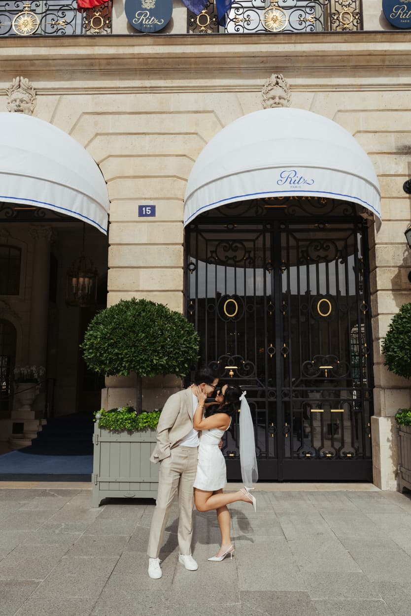 couple engagement photos at ritz paris