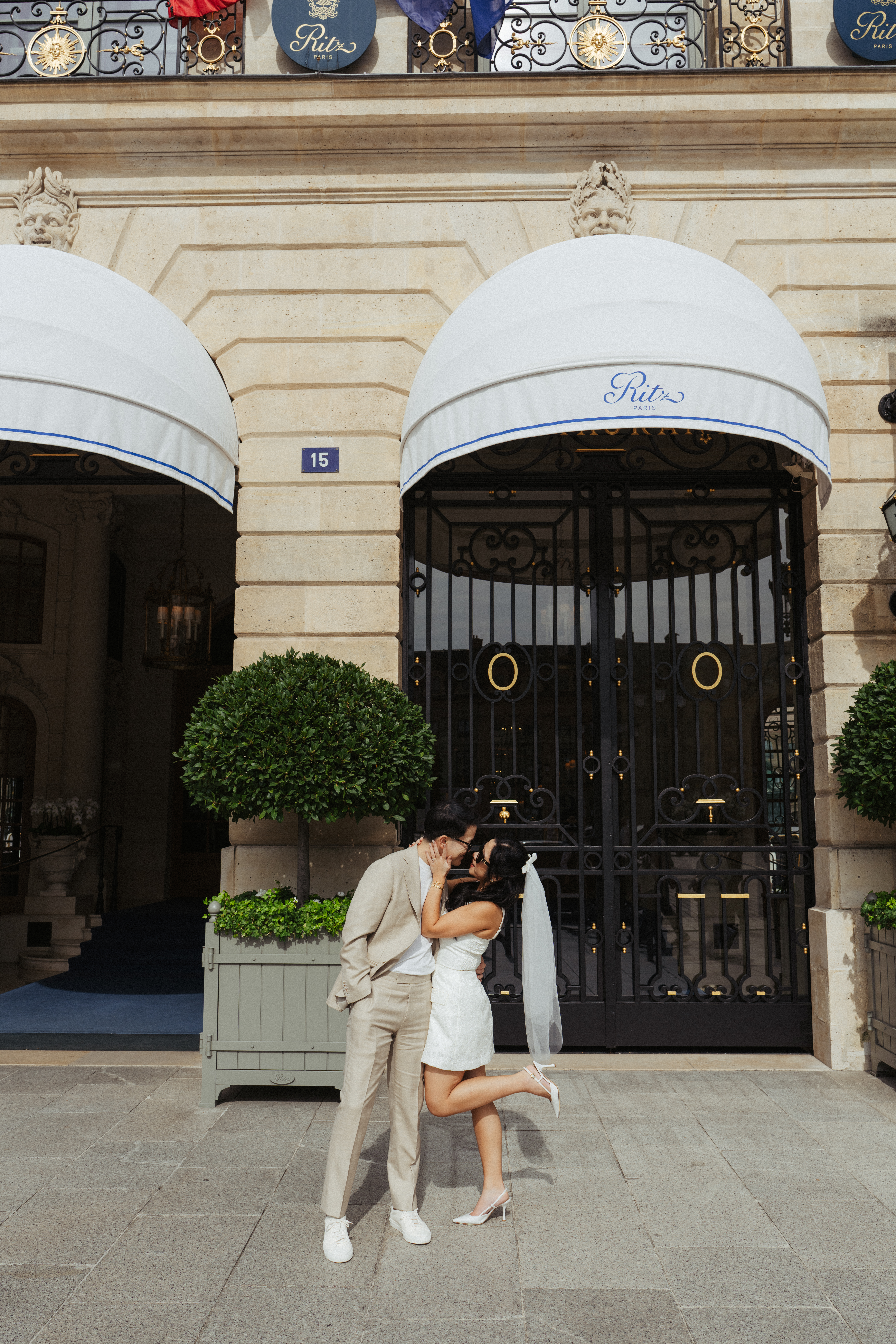 couple engagement photos at ritz paris